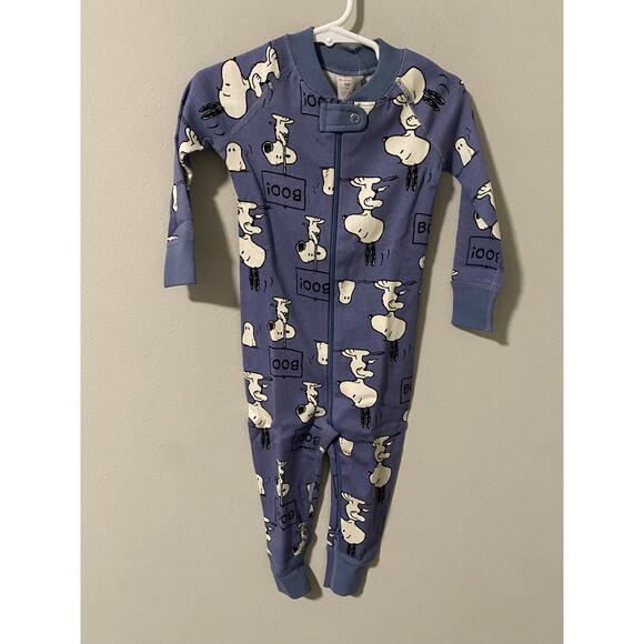 New Hanna Andersson Peanut Snoopy Baby One Piece Zip Pajama Size 18-24 Month - Picture 1 of 3